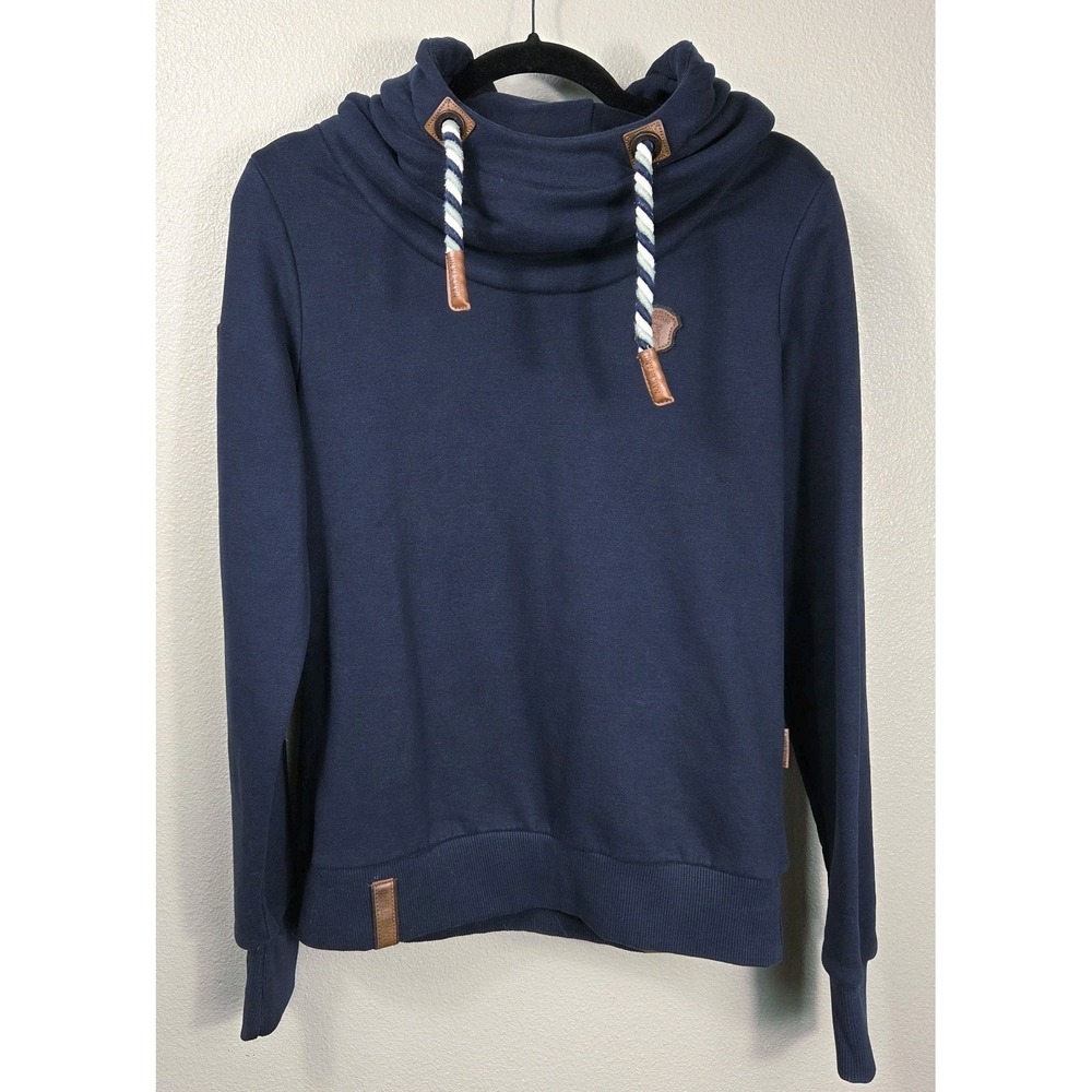 Naketano‎ Navy High Neck Hoodie Rope Drawstring Sweatshirt Women's M
